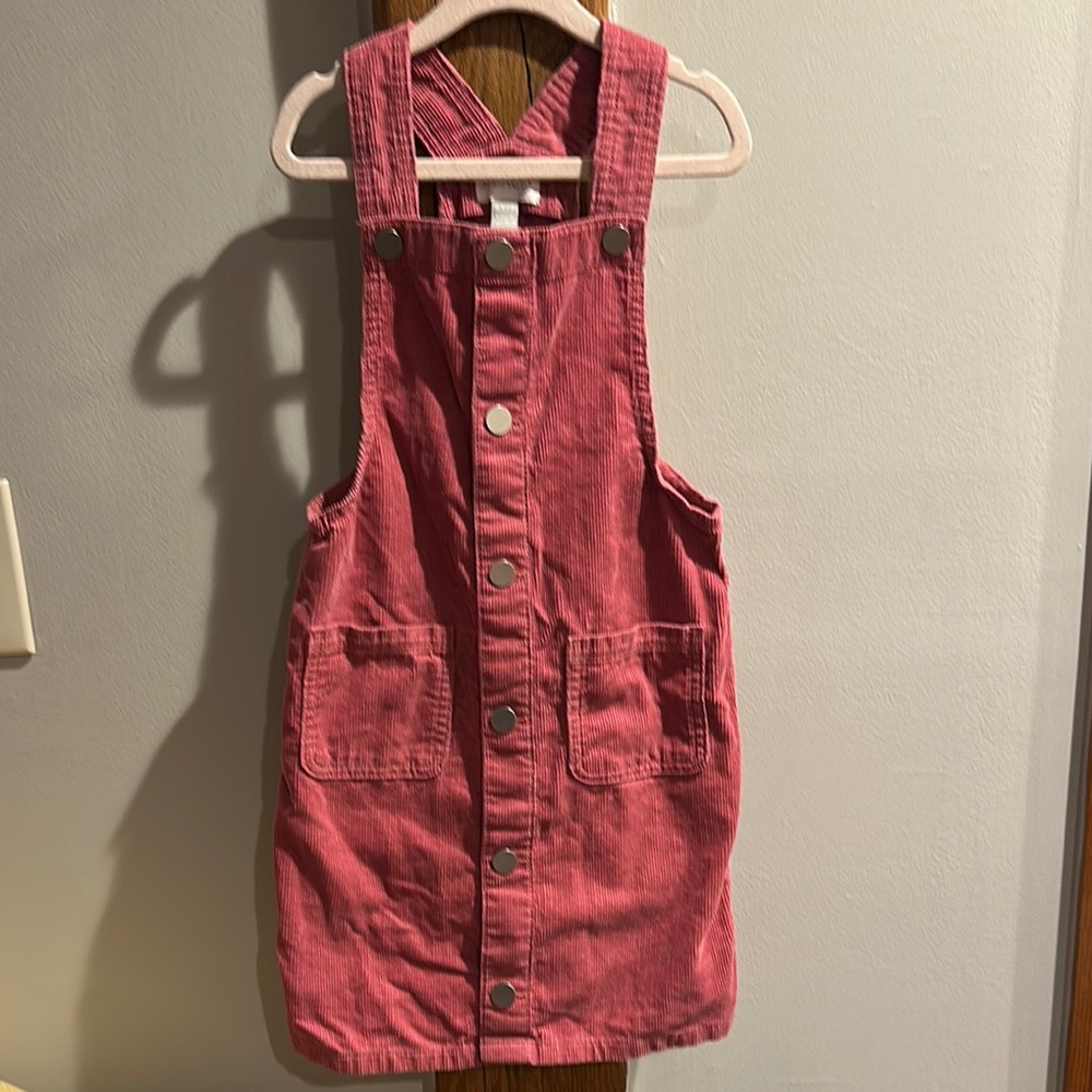 Kids Pink Corduroy Overall Dress